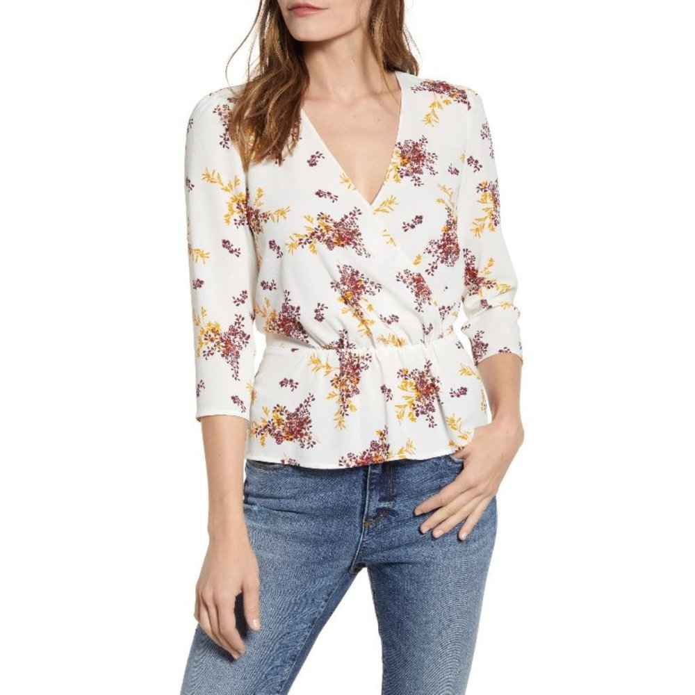 1.STATE Wild Country Blooms Peplum Blouse XS